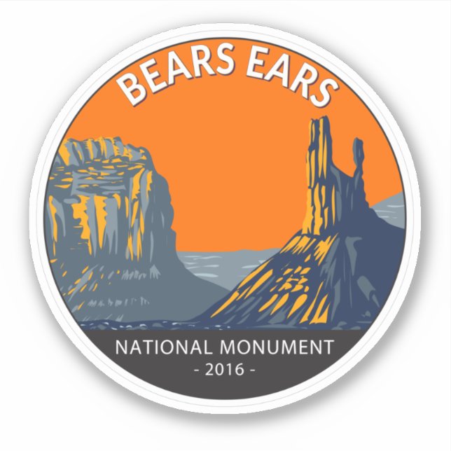 Bears Oars Nationaldenkmal Utah Vintag Aufkleber (Vorderseite)