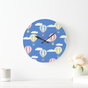 Bears & Rabbit Hot Air Ballon Day Out Große Wanduhr