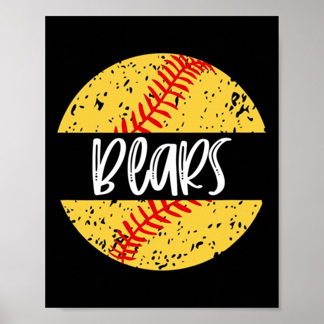 Bears Softball Team Maskottchen Schulgeist Spielta Poster (Vorne)