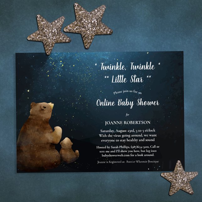 Bears Twinkle Little Star Online Baby Dusche Einladung (Von Creator hochgeladen)