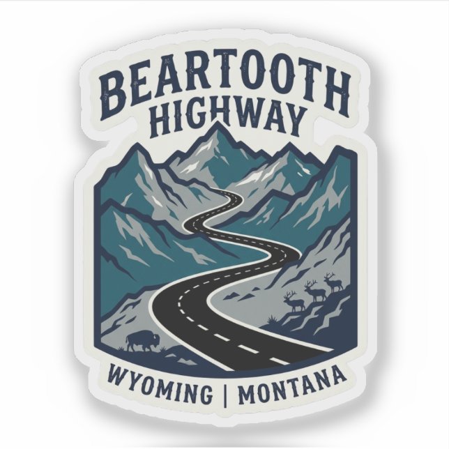 Beartooth Highway Maßgeschnittenes Vinyl Aufkleber (Vorderseite)