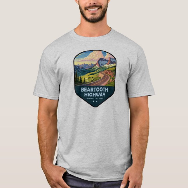 Beartooth Highway Montana Wyoming Schild T-Shirt (Vorderseite)