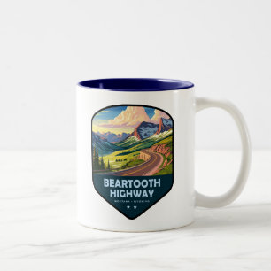 Beartooth Highway Montana Wyoming Schild Zweifarbige Tasse