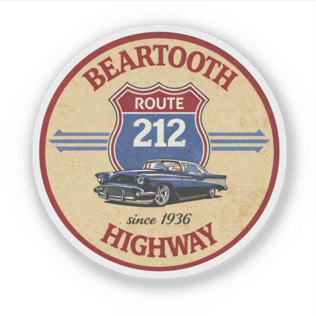 Beartooth Highway Route 212 Geschenke für Oldtimer Aufkleber (Vorderseite)