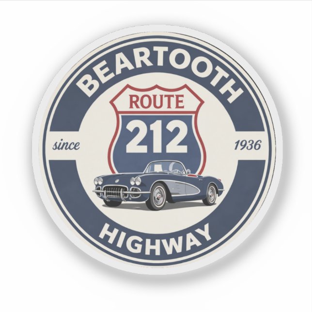 Beartooth Highway Route 212 Geschenke für Oldtimer Aufkleber (Vorderseite)