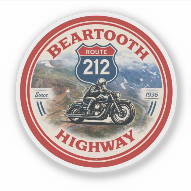 Beartooth Highway Route 212 Motorrad-Geschenke Aufkleber (Vorderseite)