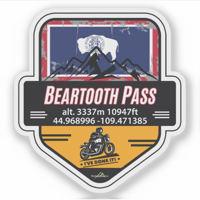 Beartooth Pass US 212 Motorrad 01 Aufkleber (Vorderseite)