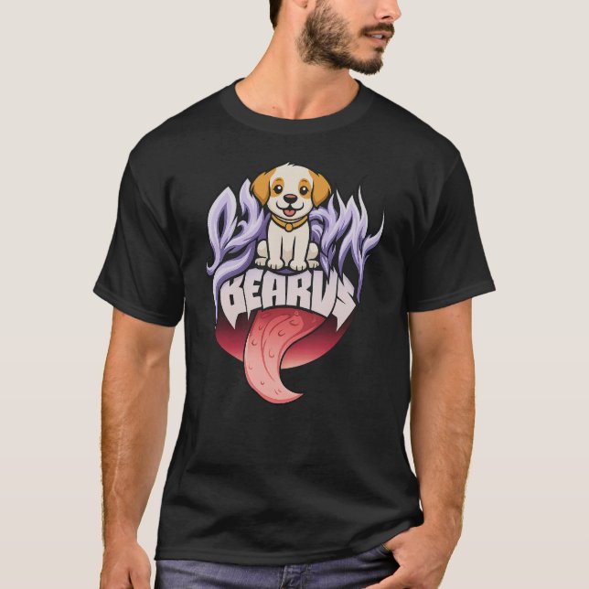 Bearus Cute Dog Tongue Out Cartoon T-Shirt (Vorderseite)