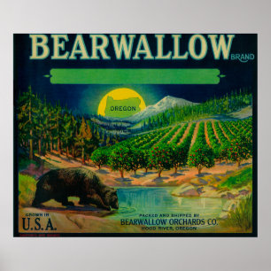 Bearwallow Apple Kiste LabelHood Fluss ODER Poster