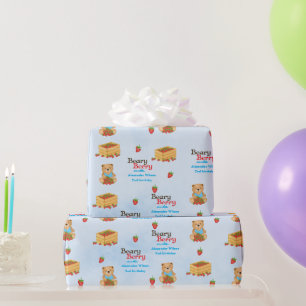 Beary Berry Niedlich Blue Strawberry Cub Boy Geschenkpapier