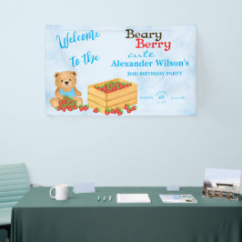 Beary Berry Niedlich Blue Strawberry Cub Willkomme Banner
