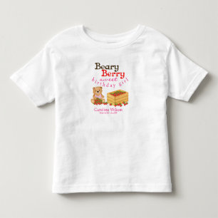 Beary Berry Sweet Cub and Strawberries Geburtstag Kleinkind T-shirt