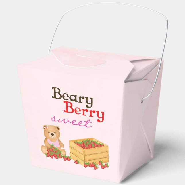 Beary Berry Sweet Pink Girly Strawberry Cub Geschenkschachtel (Vorderseite)