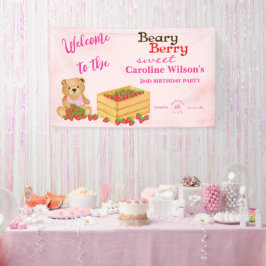Beary Berry Sweet Pink Red Strawberry Cub Willkomm Banner