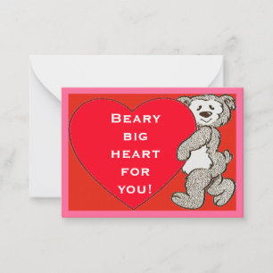 Beary Big Hear Bear Red Valentines Kinder Karten