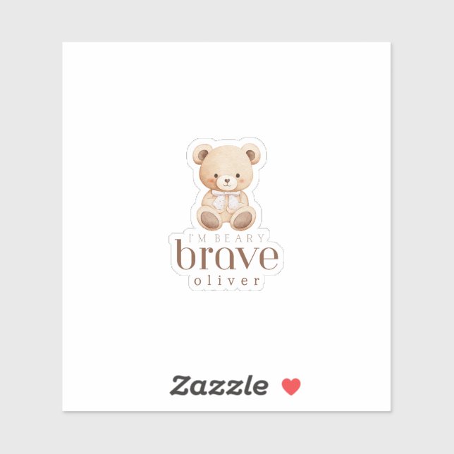 beary brave childhood cancer sick kids custom name aufkleber (Blatt)