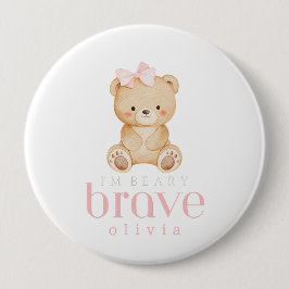 beary brave childhood cancer sick kids custom name button