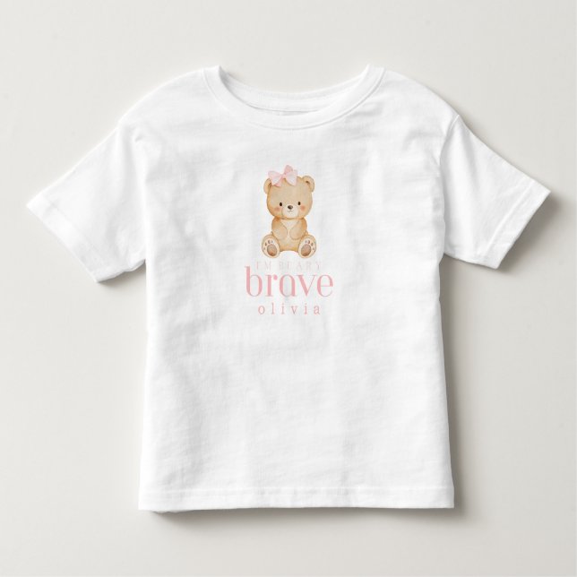 beary brave childhood cancer sick kids custom name kleinkind t-shirt (Vorderseite)