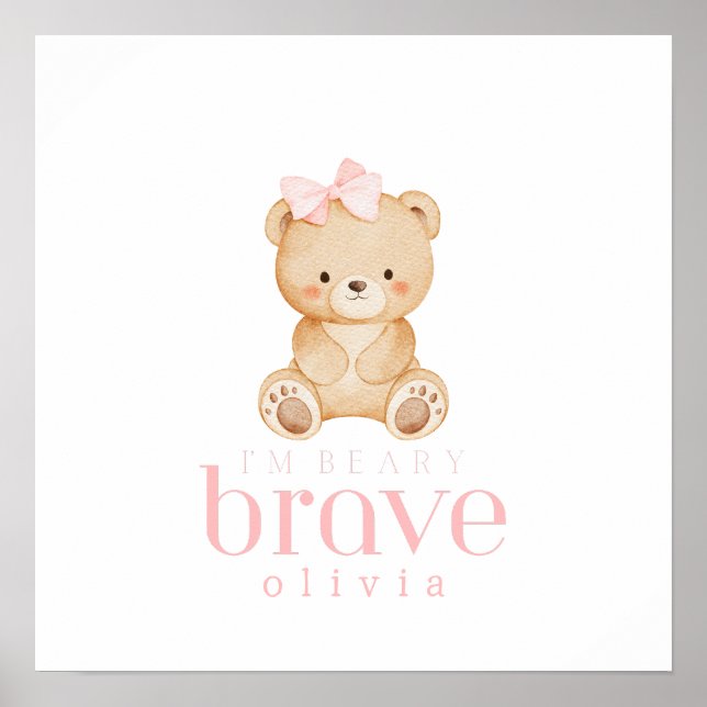 beary brave childhood cancer sick kids custom name poster (Vorne)