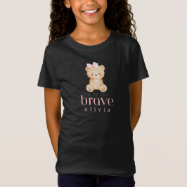 beary brave childhood cancer sick kids custom name T-Shirt