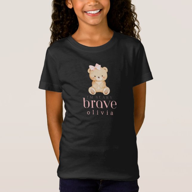 beary brave childhood cancer sick kids custom name T-Shirt (Vorderseite)