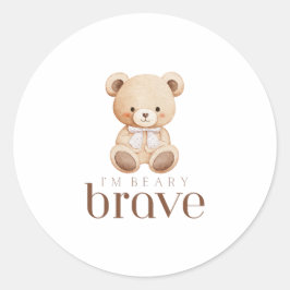 beary brave childhood cancer sick kids cute bear  runder aufkleber