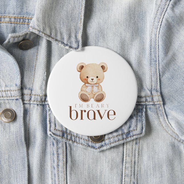 beary brave childhood cancer sick kids cute  button (Beispiel)