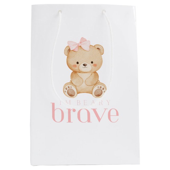 beary brave childhood cancer sick kids cute mittlere geschenktüte (Vorderseite)