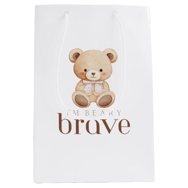 beary brave childhood cancer sick kids cute  mittlere geschenktüte (Vorderseite)