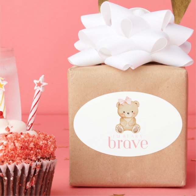 beary brave childhood cancer sick kids cute ovaler aufkleber (Party)