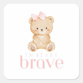 beary brave childhood cancer sick kids cute quadratischer aufkleber