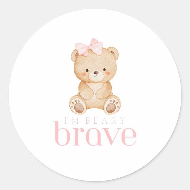 beary brave childhood cancer sick kids cute runder aufkleber (Vorderseite)