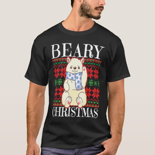 Beary Christmas Christmas Polar Bear Ugly Sweater  T-Shirt (Vorderseite)