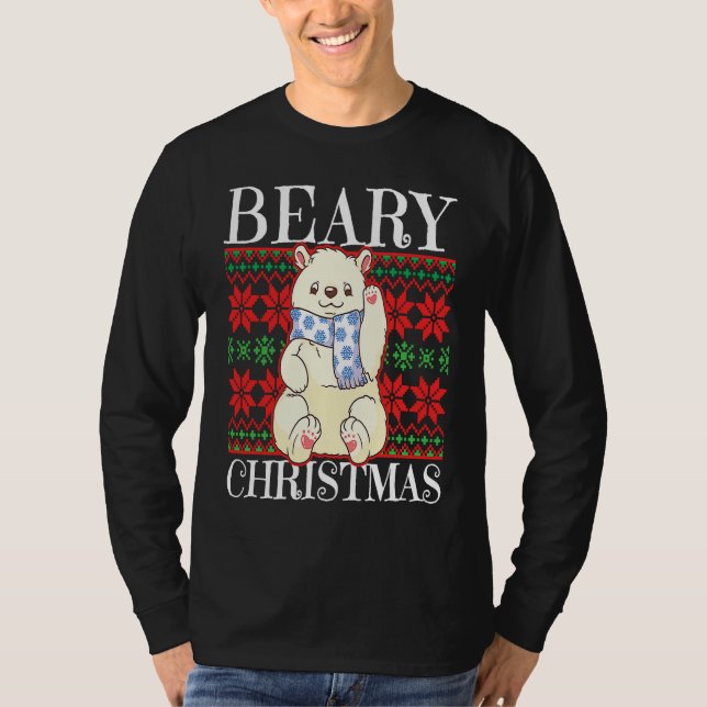 Beary Christmas Christmas Polar Bear Ugly Sweater  T-Shirt (Vorderseite)