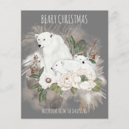 Beary Christmas Family Name Graue Polar Bear Card