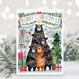 Beary Christmas Niedlich Bears Frohe Weihnachtskar Feiertagskarte
