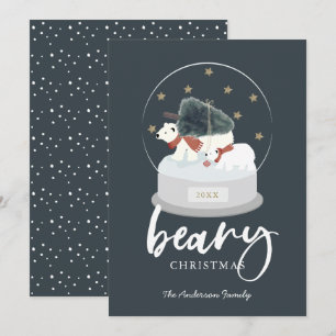 Beary Christmas Polar Bear Snow Globe Holiday Card Einladung
