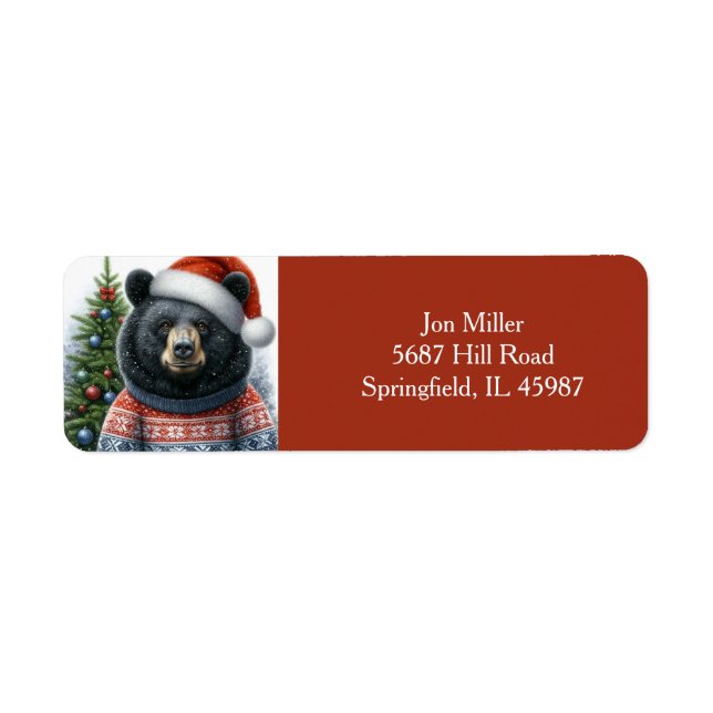 Beary Christmas Return Address Black Bear  (Vorne)