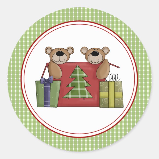 Beary Christmas Umschlag Aufklebers Stickers (Vorderseite)