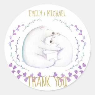 Beary Christmas Watercolor Danke-Favorit Paare Runder Aufkleber