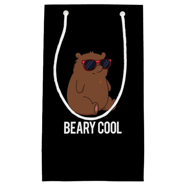 Beary Cool Funny Brown Bär Puff Dark BG Kleine Geschenktüte (Vorderseite)
