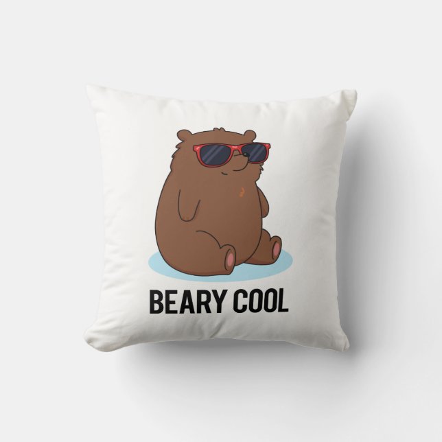 Beary Cool Funny Brown Bären Puff Kissen (Vorderseite)