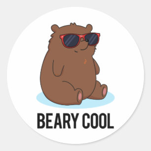 Beary Cool Lustiger Brauner Bär Pun  Runder Aufkleber