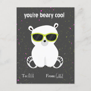 Beary Cool Polar Bear Sonnenbrille Kids Valentine Postkarte