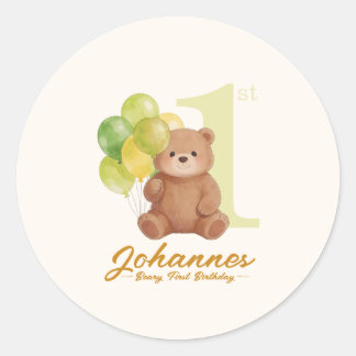 Beary Erster Geburtstag Runder Aufkleber