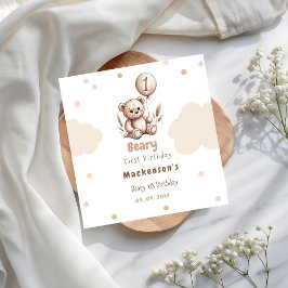 Beary First Ballon Junge 1. Geburtstag Teddybär Serviette