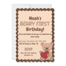 Beary First Birthday Einladung