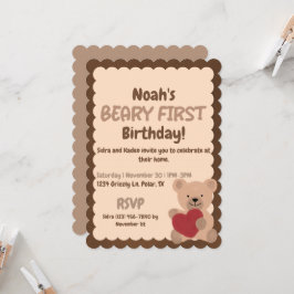Beary First Birthday Einladung