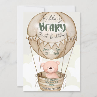 Beary First Birthday Einladung