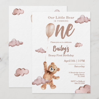 Beary First Birthday Invitation Einladung
